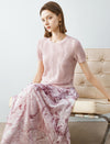 Pink Textured Short Sleeve Knit Top