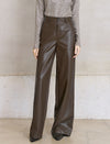High-Waisted Faux Leather Wide-Leg Pants