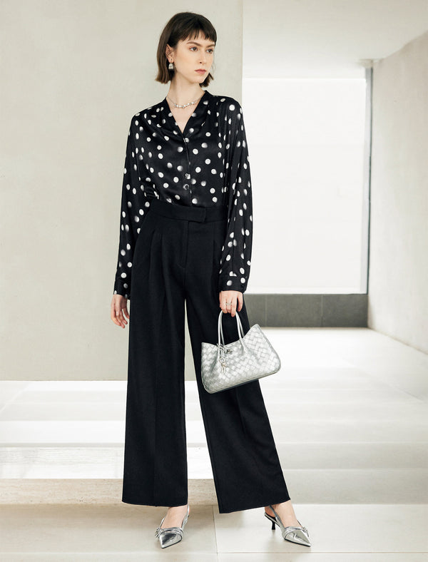 Polka Dot V-Neck Blouse