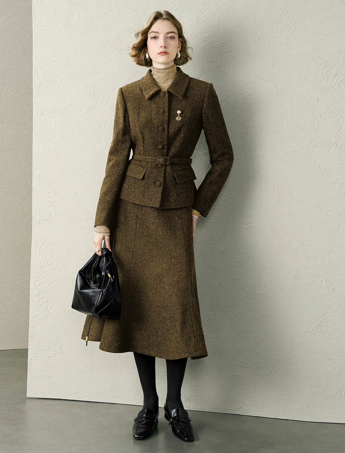 Wool Blend Belted Jacket