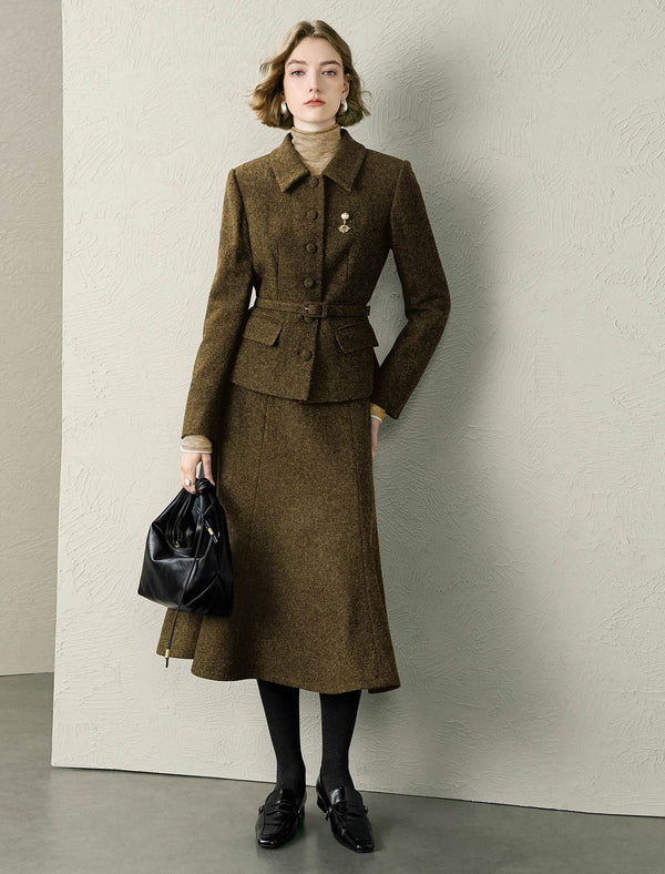 Wool Blend Belted Jacket