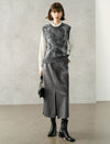 Crew Neck Abstract Art Jacquard Knit Vest