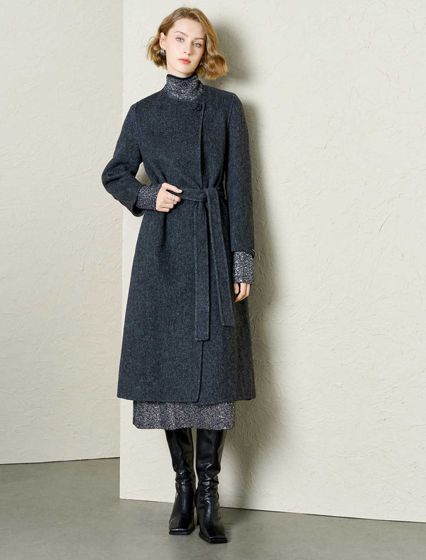 Wool-Suri Alpaca Blend Coat with Scarf