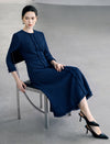 Dark Navy Fringe Trim Midi Dress