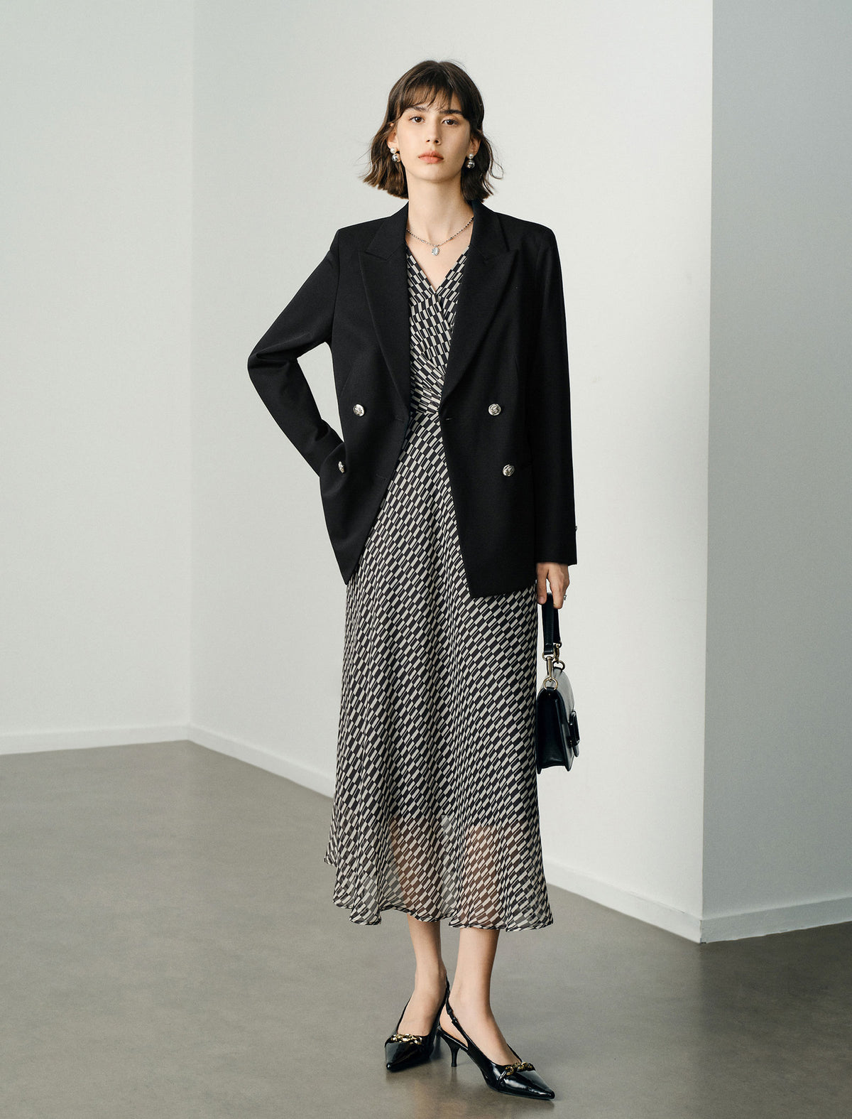 Black Double-Breasted Blazer