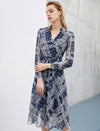 Navy Matisse Trellis Print Wrap Midi Dress