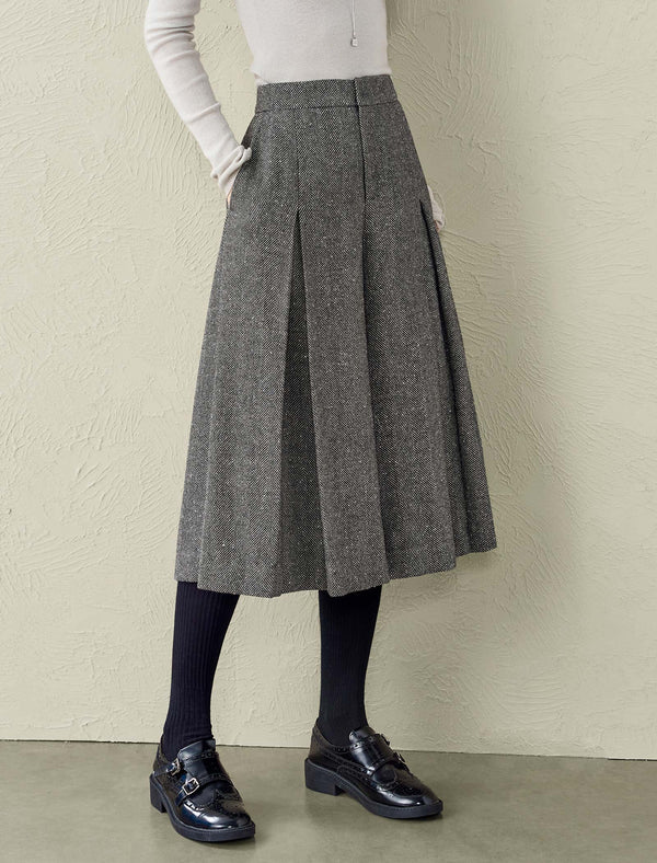 Herringbone Wool-Blend Culottes