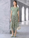Abstract Print Pleated Midi Skirt