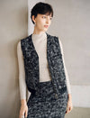 Wool Blend Sparkle Tweed Cropped Vest
