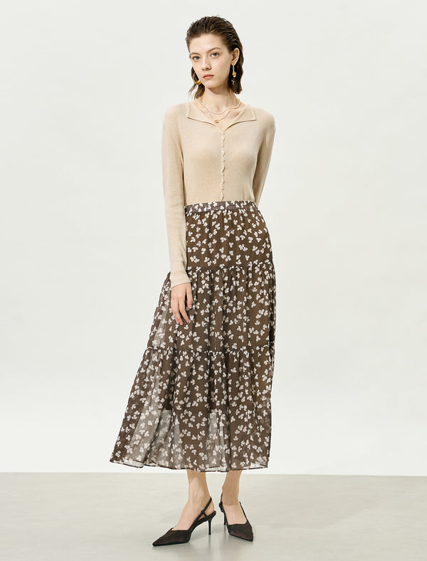 Wavy Placket Button Front Knit Cardigan