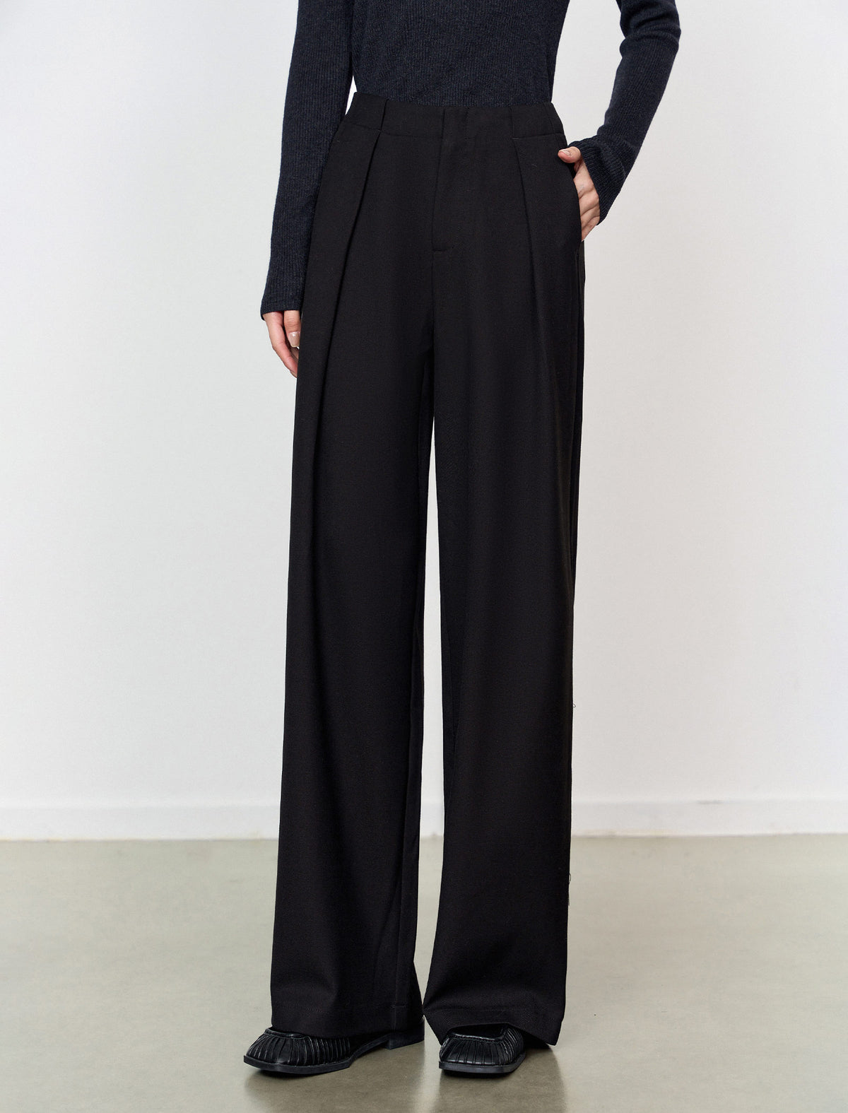 High Waist Wide‑Leg Long Trousers
