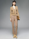 Contrast Trim V-Neck Layered Knit Cardigan