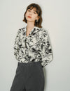 Botanical Print Bow Tie Blouse