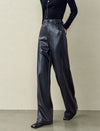 High-Waisted Faux Leather Wide-Leg Pants
