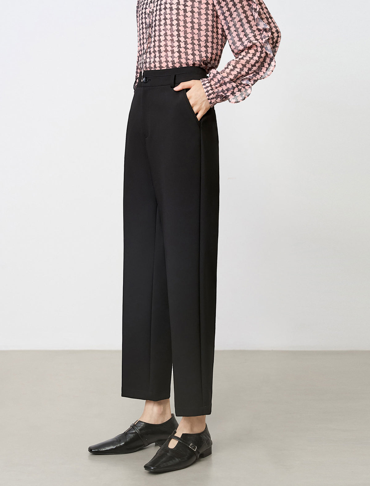 High-Rise Ankle Straight-Leg Stretch Dress Pants