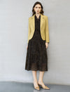 Single Button Textured Cropped Blazer