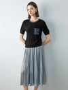 Solid Color Pleated Midi Skirt
