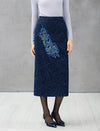 Wool Blend Beaded High-Waist Straight Midi Skirt