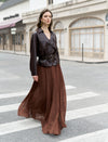 Coffee Pleated Maxi Skirt