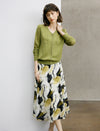 Abstract Print Flared A-Line Midi Skirt