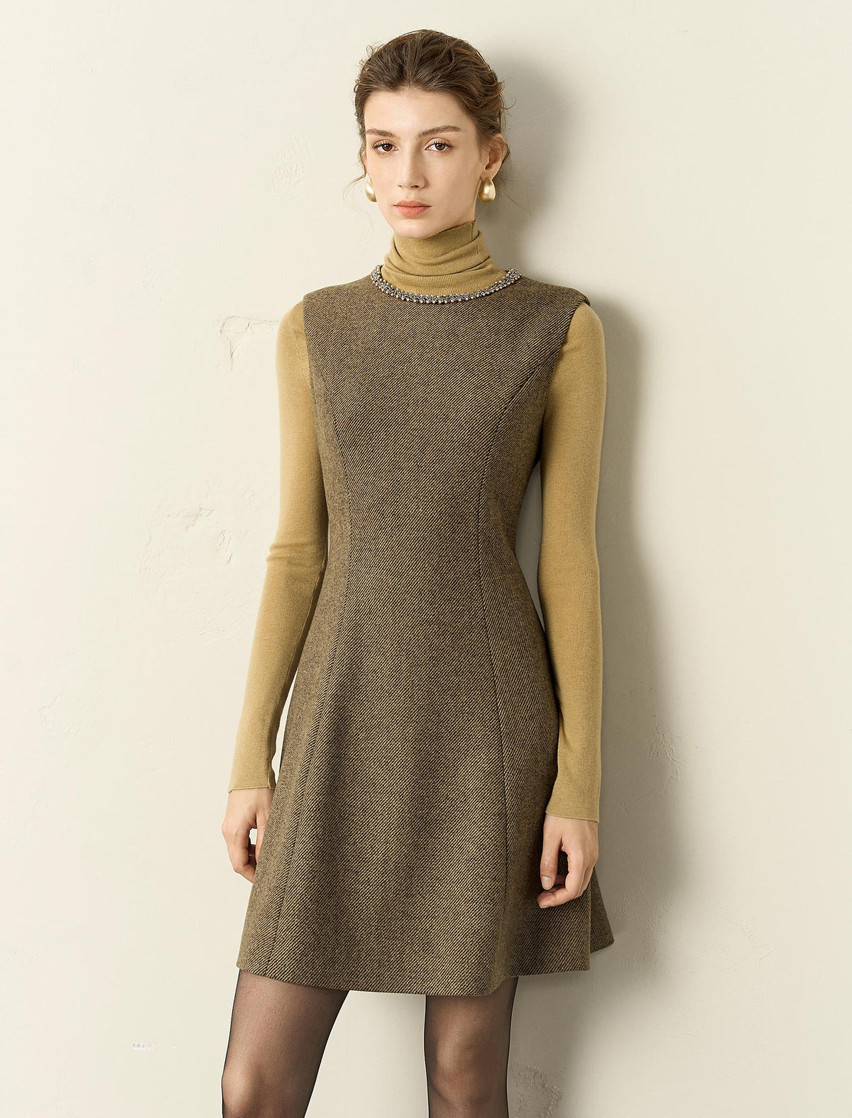 Wool-Blend Tweed Sleeveless Dress