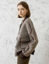 Wool-Blend Fuzzy Textured Bomber Jacket
