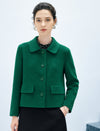 Wool Blend Long Sleeve Fitted Straight-Fit Jacket