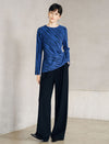 Abstract Diagonal Print Twist Front Long Sleeve Top