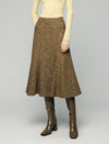 Wool Blend Textured High-Waist Mermaid Midi Skirt