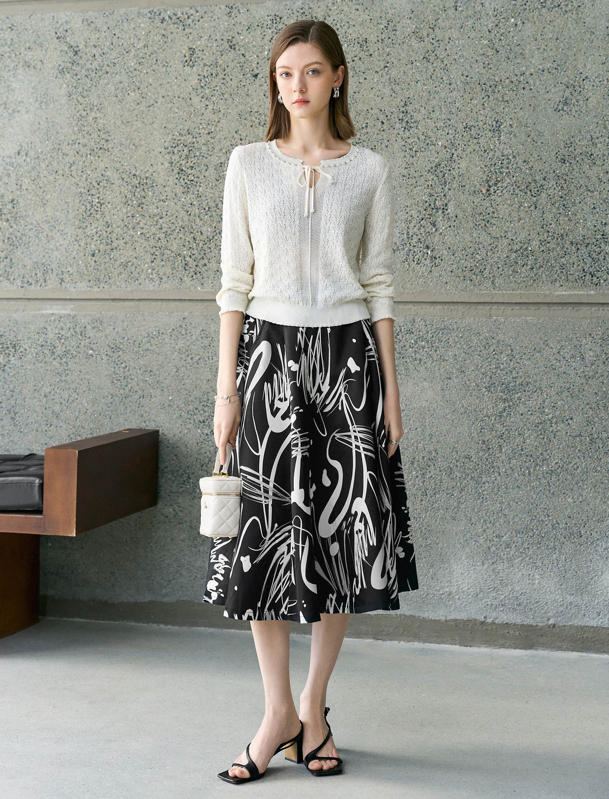 Abstract Print Midi Skirt
