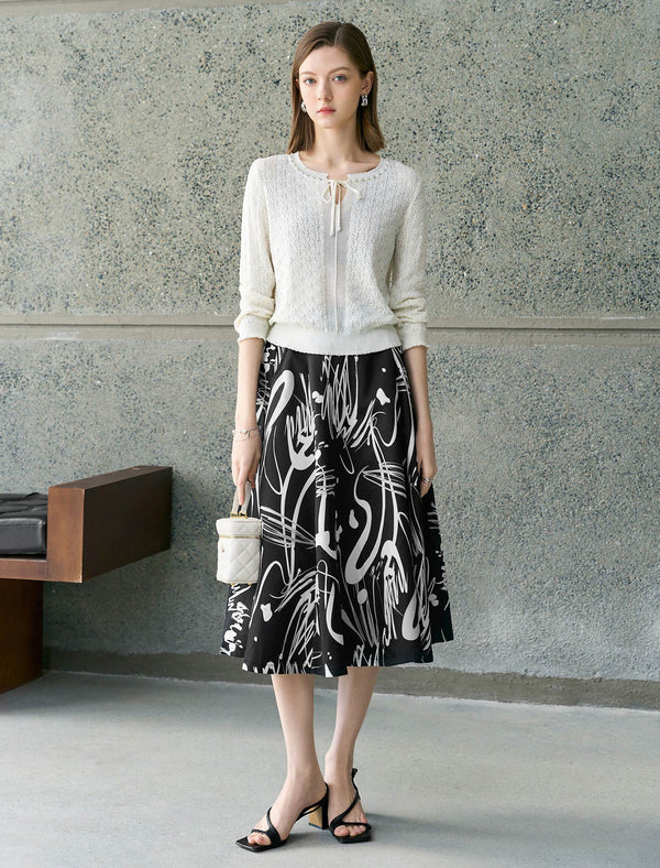 Abstract Print Midi Skirt