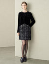 Black Velvet and Tweed Shift Dress