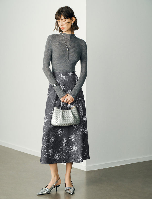 100% Wool Mock Neck Knit Top