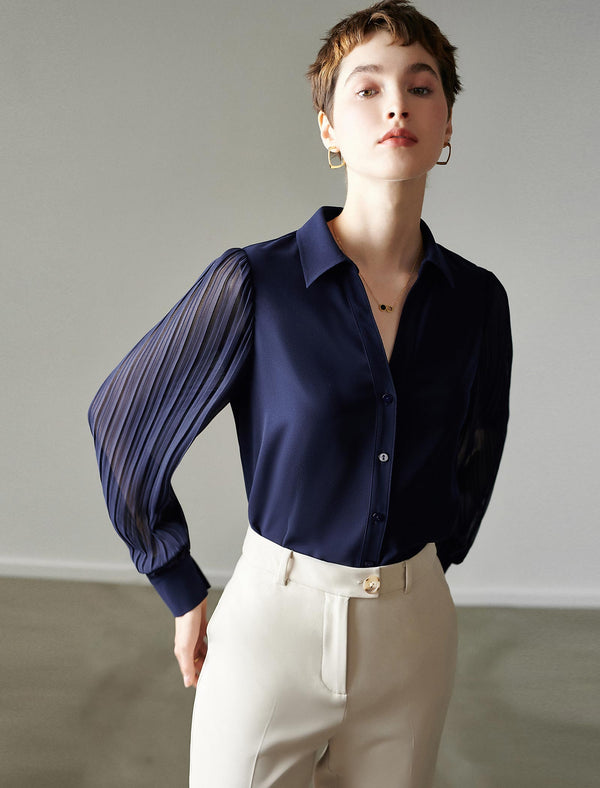 Lantern Sleeve Casual European Long-Sleeve Blouse