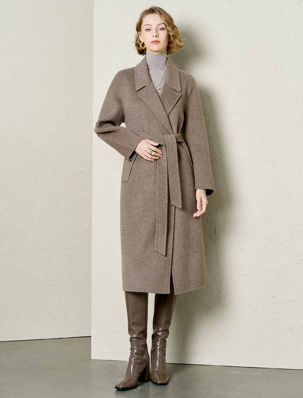 Wool Alpaca Blend Double-Faced Self-Tie Coat