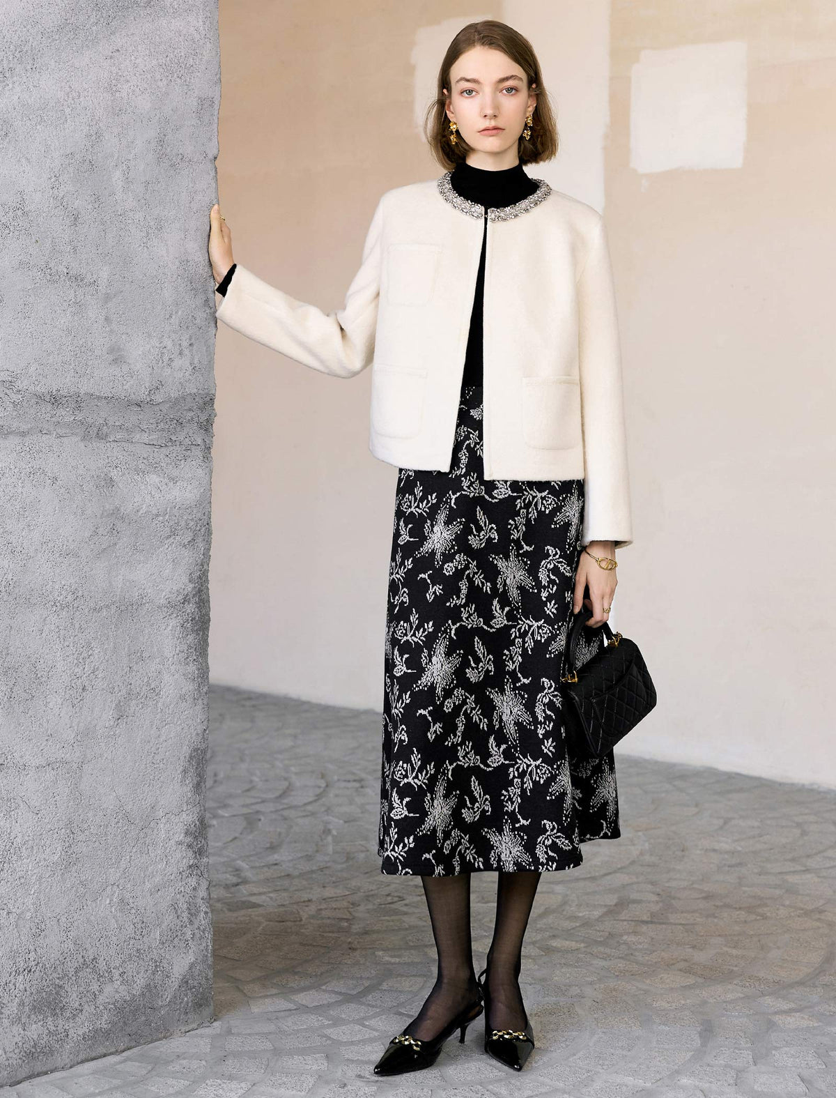 White Embellished Collar Jacket
