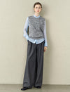 Grey Marled Wool-Blend Sweater Vest