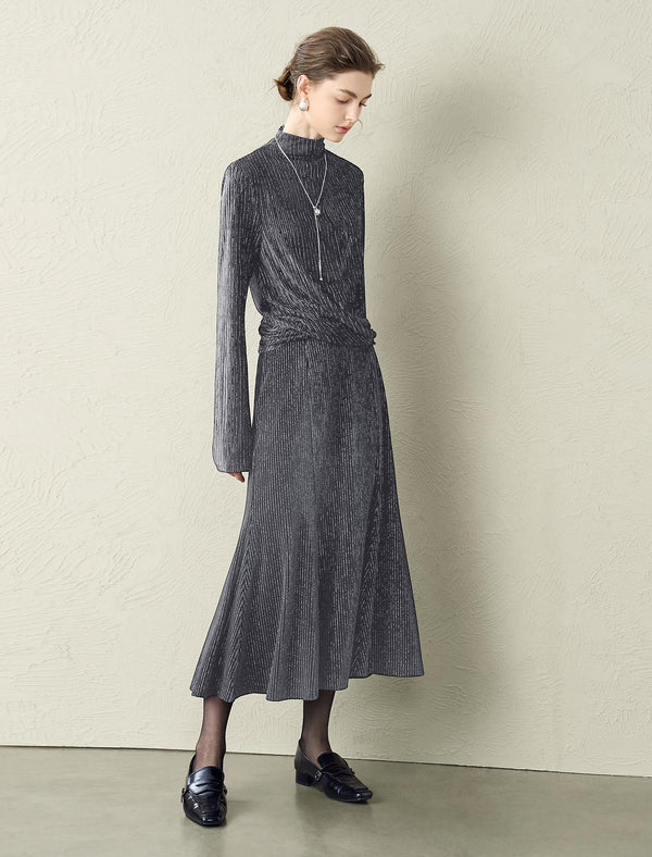 Shimmery Striped Midi Mermaid Skirt