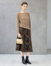 Wool Blend Ruched Boatneck Drop-Shoulder Sweater