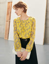 Bright Yellow Floral Sheer Blouse