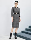 Ribbed Crewneck Long Sleeve Fitted Midi Dress