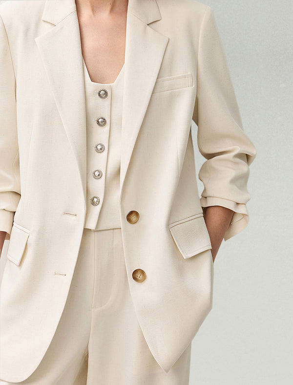 Linen Blend Relaxed Fit Tailored Blazer