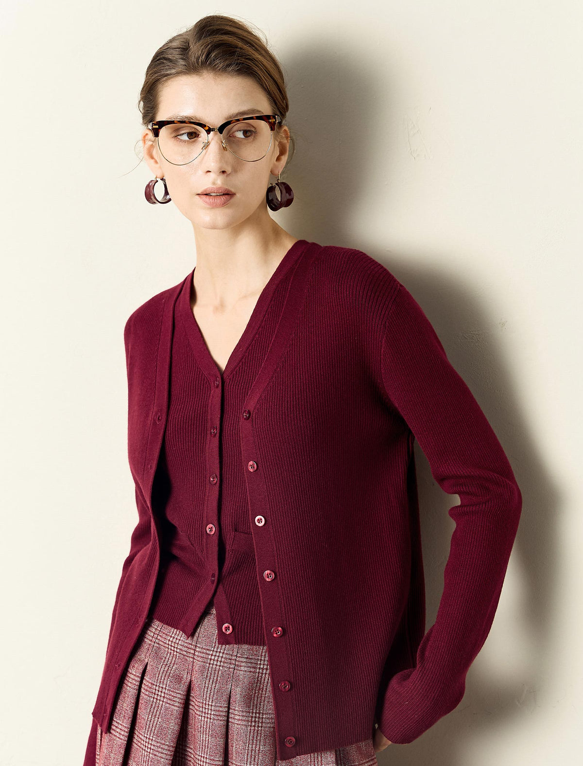 Knit Cardigan and Vest Two-Piece Set