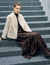 Long-sleeved open-front shearling coat