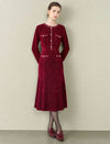 Burgundy Tweed Midi Dress