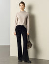 Khaki Textured Mock-Neck Long-Sleeve Knit Top