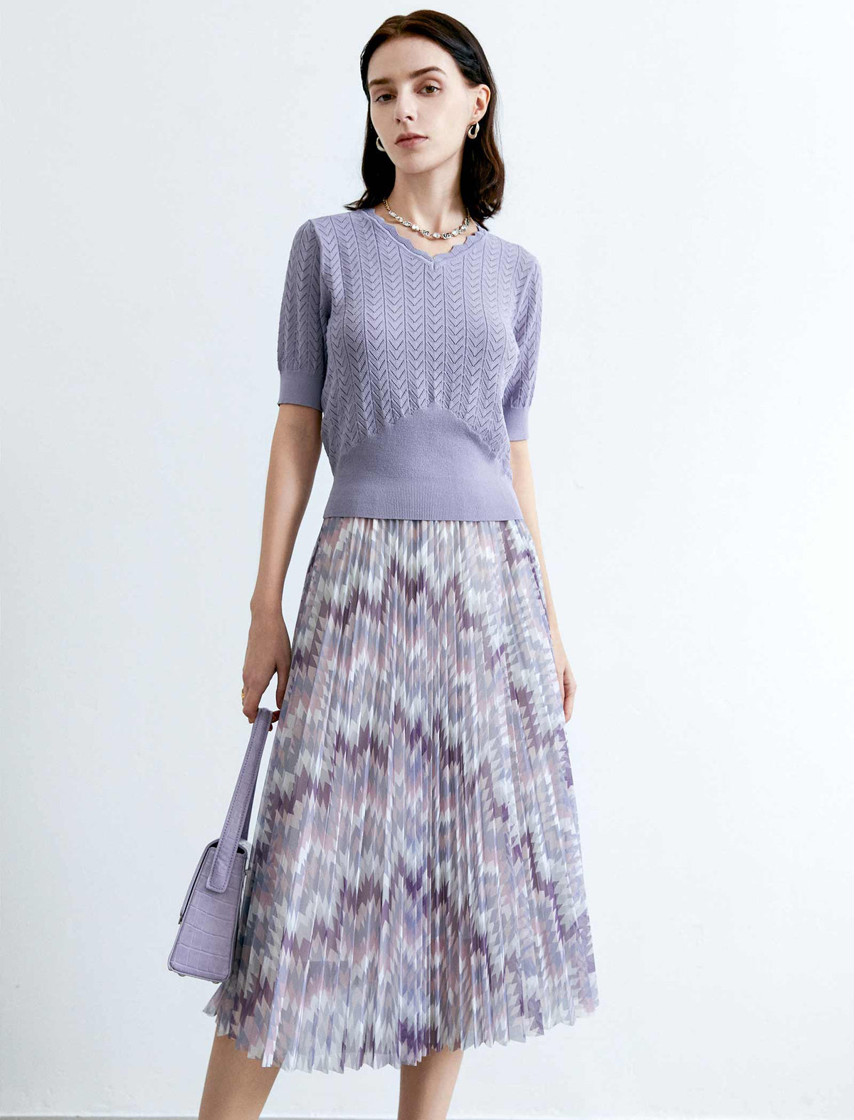 Vintage Floral Pleated A-Line Skirt