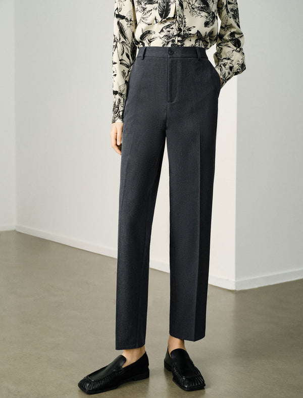 High-Waisted Tapered Dress Pants