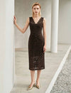 Brown Lace Sleeveless Midi Dress