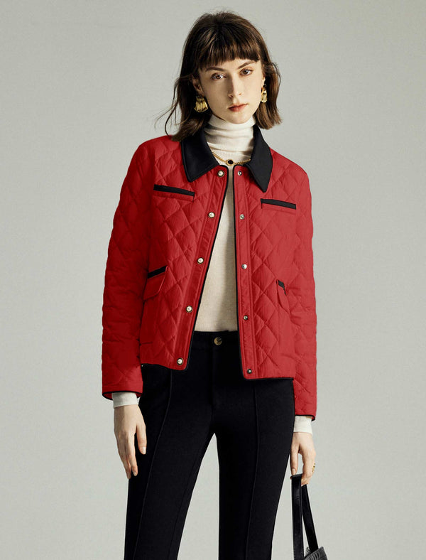 Quilted Contrast Detail Down Jacket